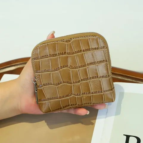 Monedero de Piel de Vaca con Patrón de Cocodrilo Mujer Bolso Portátil de Joyería Tarjetero Estuche para Llaves