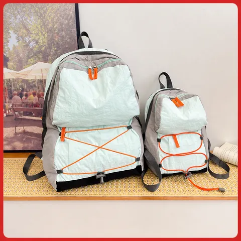 Zaino con Coulisse a Blocco di Colore Esterno Casual Minimalista Zainetto Scolastico Grande Capacità Nylon Daypack per Donne