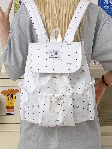 Zaino Carino a Pois e Fiocco Stile Ins Coreano Design di Nicchia Moda Versatile Casual Borsa Scolastica Studente Donne Uomini