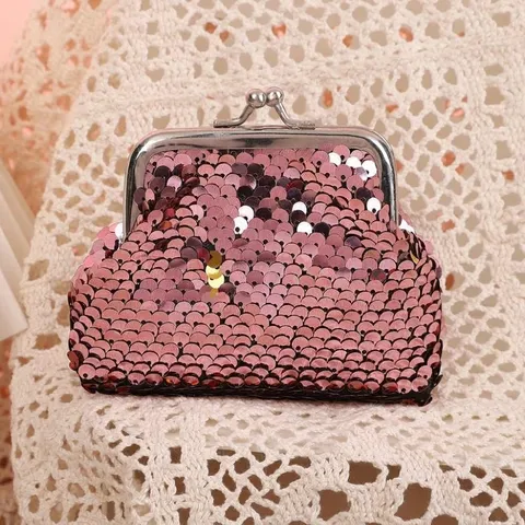 Lindo Monedero de Lentejuelas para Niños Estilo Occidental Brillo Concha Cierre de Metal Mini Bolsa Princesa Banquete Bolsa