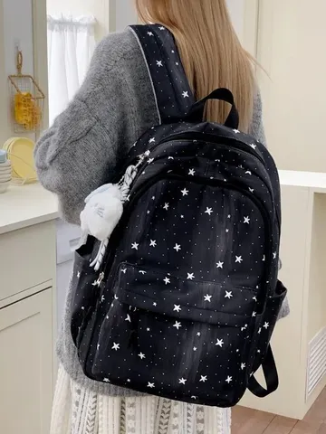 Zaino con Stampa Stella Cartone Animato Ins Giapponese Grande Capacità Borsa Scolastica Studente Casual Carino Viaggio Donna