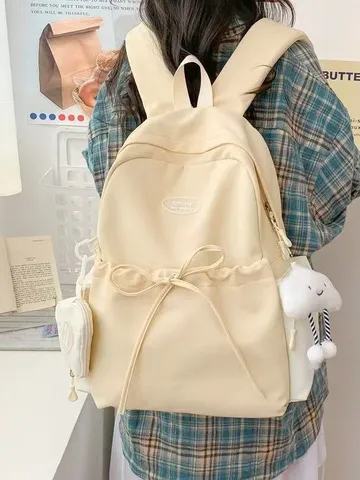 Zaino Casual in Nylon Stile Coreano Donna Grande Capacità Borsa da Scuola Moda Colore A Contrasto Carino Zainetto Giornaliero