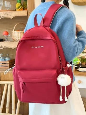 Stile Coreano Ins Tinta Unita Zaino Minimalista Grande Capacità Borsa Scolastica per Studenti Moda Zaino in Nylon Casual