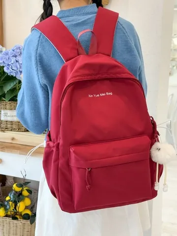 Stile Coreano Ins Tinta Unita Zaino Minimalista Grande Capacità Borsa Scolastica per Studenti Moda Zaino in Nylon Casual
