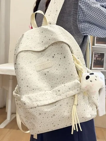 Stile Coreano Cartone Animato Stella Stampa Nylon Zaino Donna Grande Capacità Casual Scuola Borsa Carino Studente Zainetto