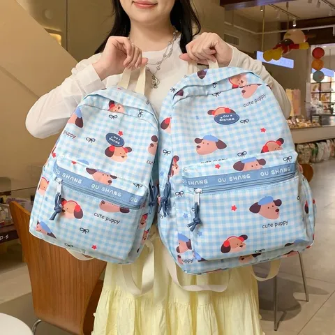 Zaino in Tela Stampata con Bassotto dei Cartoni Animati Giapponesi Grande Capacità Borsa da Scuola per Studenti Zaino da Viaggio Casual per Bambini