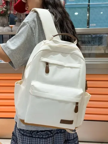 Stile Coreano Tinta Unita Moda Semplice Zaino Grande Capacità Nylon Casual Studente Universitario Zainetto