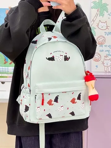 Zaino con Stampa di Gattino Cartoon Ins Giapponese Carino Borsa Scolastica per Studenti Grande Capacità Casual