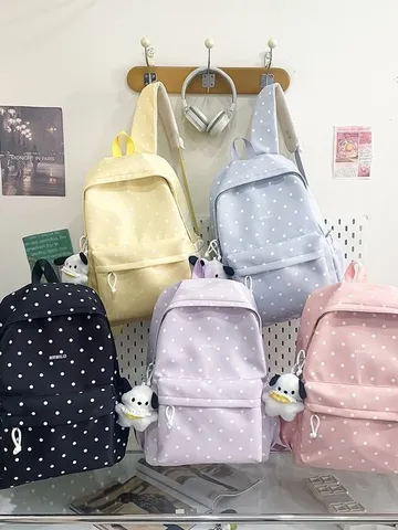 Zaino a Pois Dolce in Stile Coreano Casual Grande Capacità Borsa Scolastica Viaggio Daypack Per Donne Ragazze