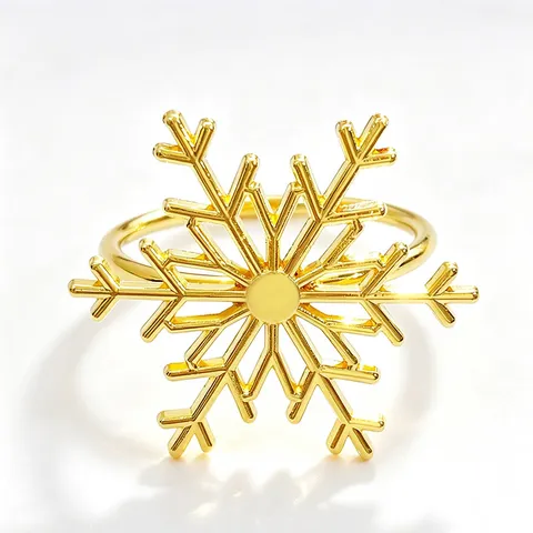 Christmas Snowflake Napkin Rings Metal Napkin Holder Gold Silver Table Decor for Holiday Party Wedding Dinner Setting