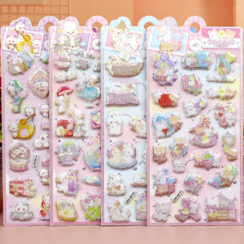 Cute 3D Foam Stickers For Kids Cartoon Animal Starry Glitter DIY Decorative Stickers For Scrapbooking School Office Supplies