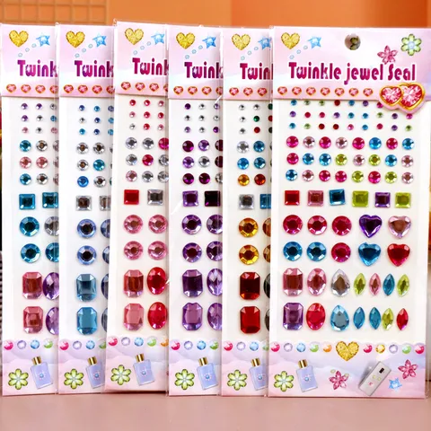 Acrylic Rhinestone Stickers Heart Plum Blossom Shapes For Face Makeup Phone Case DIY Decoration Gem Stickers For Women Girls