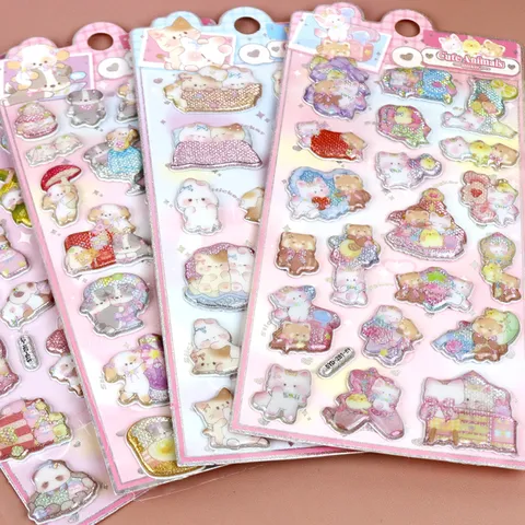 Cute 3D Foam Stickers For Kids Cartoon Animal Starry Glitter DIY Decorative Stickers For Scrapbooking School Office Supplies