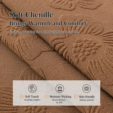 Modern Luxury Chenille Sofa Cover Non-Slip Floral Printed Sofa Cushion With Lace Edge Cat Scratch Proof Furniture Protector