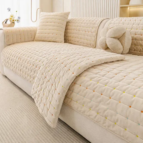 Non-Slip Chenille Sofa Cushion Modern Minimalist Couch Cover Four Seasons Universal Living Room Sofa Protector Quilted Mat