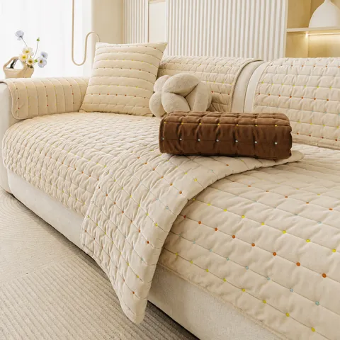 Non-Slip Chenille Sofa Cushion Modern Minimalist Couch Cover Four Seasons Universal Living Room Sofa Protector Quilted Mat