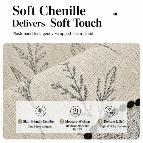 Non-Slip Chenille Sofa Cushion Modern Floral Furniture Protector For Living Room All Season Decorative Sofa Cover Grey