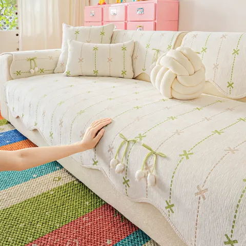 Vintage Chenille Sofa Cushion Slip-Resistant Sectional Couch Cover For Four Seasons Universal Living Room Furniture Protector Decorative Sofa Towel