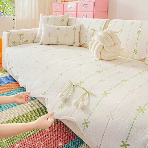Vintage Chenille Sofa Cushion Slip-Resistant Sectional Couch Cover For Four Seasons Universal Living Room Furniture Protector Decorative Sofa Towel