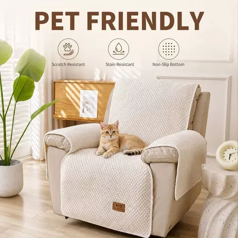 Coussin de Canapé Inclinable en Velours Shu Épaissi Antidérapant Anti-rayures Housse de Fauteuil de Massage Protecteur de Meubles