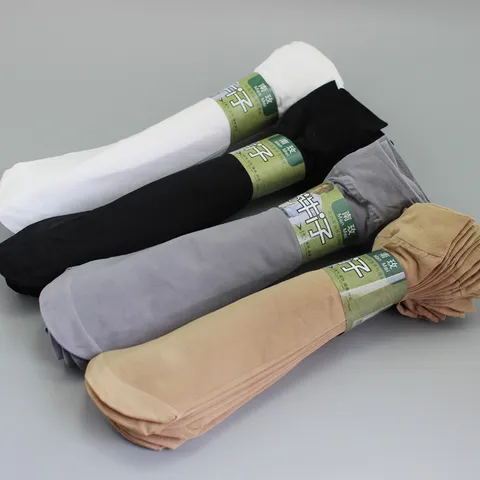 Men Summer Ultra Thin Core Spun Silk Socks High Elasticity Breathable Short Ankle Socks Casual Solid Color Spandex Socks Men Clothing