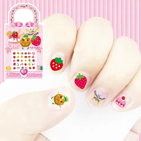 Kinder Cartoon Fruit Bloemen Waterdichte Nagelstickers Schattige Dieren Vlinder Nail Art Decals Voor Meisjes Dagelijkse Decoratie