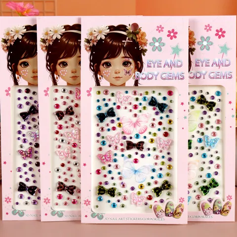 3D Butterfly Acrylic Crystal Face Nail Art Stickers Colorful Rhinestone Self Adhesive Decals DIY Body Gem Jewelry
