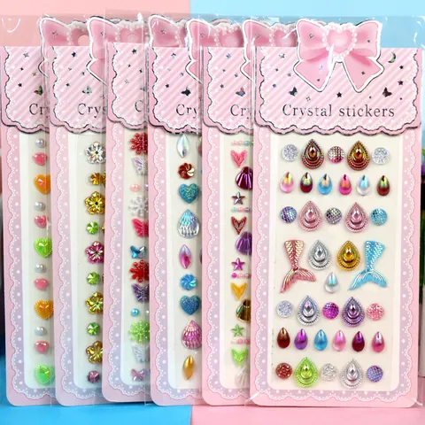 Kinderen DIY Acryl Strass Kristal Diamant Stickers Gemengde Leuke Patronen Zelfklevende Ambachtelijke Decor