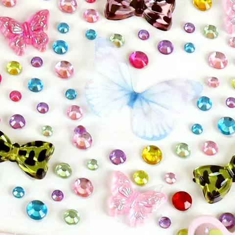 3D Butterfly Acrylic Crystal Face Nail Art Stickers Colorful Rhinestone Self Adhesive Decals DIY Body Gem Jewelry