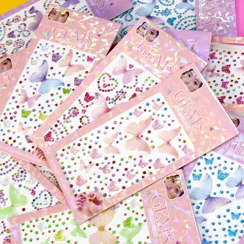 Kleurrijke Vlinder Hart Gezich Lichaam Edelsteen Stickers AB Kristal Strass Zelfklevende Make-up Nail Art Decals Voor Feest