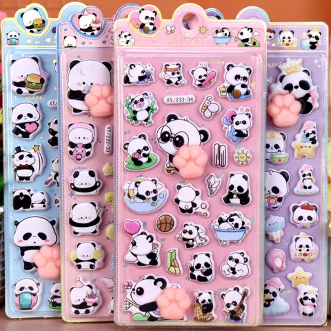 Kinderen Cartoon Schattige Panda Kattenpoot Decompressie Sticker Zachte Kunststof Decoratieve Sticker