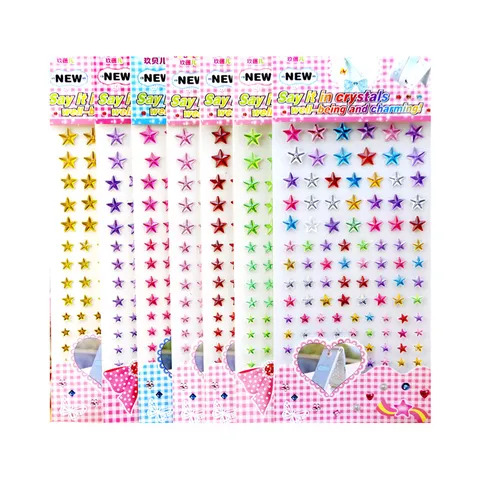 Kinder Acryl Kristal Strass Stickers Vijfhoekige Ster Zelfklevende Decals Voor Verjaardagsfeestje Make-up Decoratie