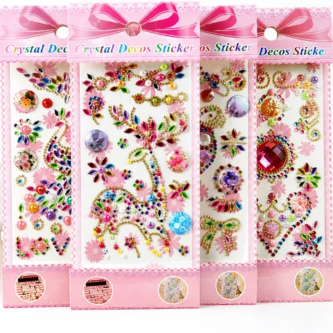 Acryl Kristal Diamant Stickers Leuke Cartoon Dieren Geometrische Vormen Kleurrijke Strass Deko Stickers DIY Ambachten