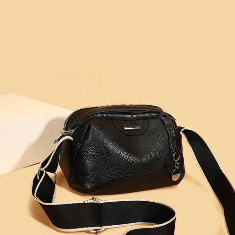 Women Genuine Leather Shoulder Crossbody Bag Fashion Casual Top Handle Handbag With Wide Strap Daily Commute Bag