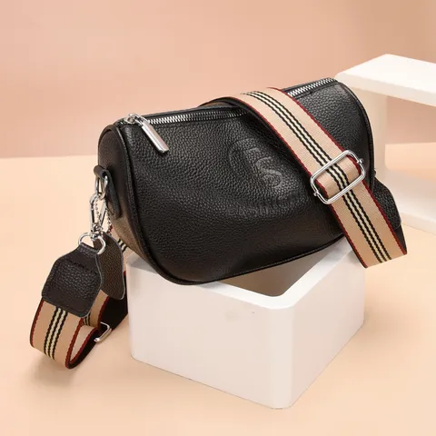 Borsa a Tracolla in Vera Pelle da Donna Moda Casual Semplice Tinta Unita Borsa a Spalla Borsa Versatile