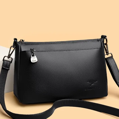 Sac Bandoulière Épaule en Cuir PU Couleur Unie Décontracté pour Femmes Taille Moyenne Fermeture Éclair