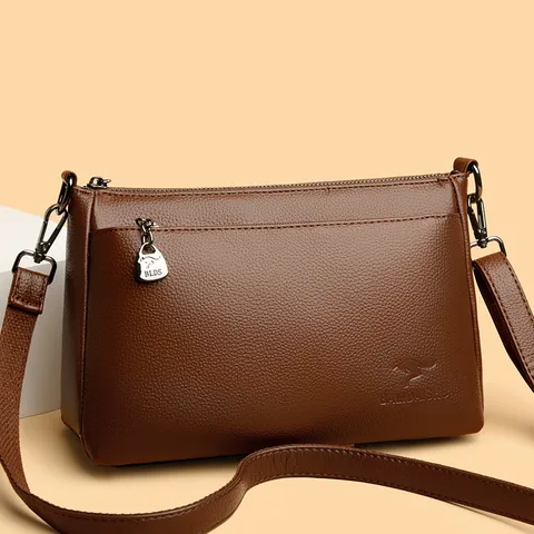 Sac Bandoulière Épaule en Cuir PU Couleur Unie Décontracté pour Femmes Taille Moyenne Fermeture Éclair