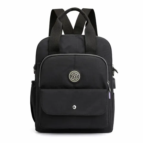 Women Nylon Casual Backpack Fashion Travel School Bookbag With USB Charging Port Waterproof Laptop Daypack