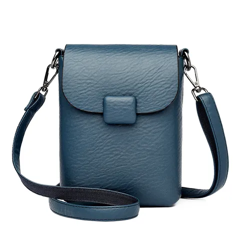 Donna Borsa a Tracolla in Pelle PU Mini Verticale Cellulare Borsa a Spalla Casual Tinta Unita Patta Tasca Borsa