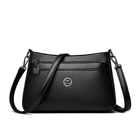 Women's PU Leather Crossbody Bag Casual Solid Color Large Capacity Shoulder Bag Multi-Pocket Zipper Handbag For Daily Commute