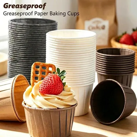 Λαδόκολλα Θήκες Muffin Ανθεκτικές στη Θερμότητα Τυλιγμένο Άκρο για Cupcake Muffin Πάρτι Κουζίνα Διακόσμηση Γλυκού