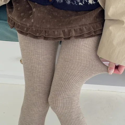 Women Korean Style Wool Silk Blend Tights Autumn Winter Warm Ribbed Leggings Solid Color High Elastic Tights Hosiery