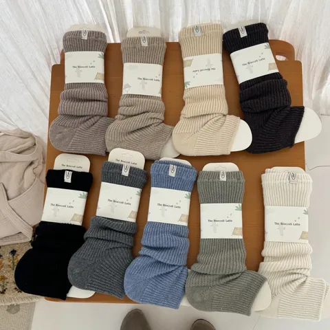 Women Wool Blend Leg Warmers Thick Warm Ribbed Slouchy Knit Boot Cuffs Solid Color Mid Calf Slouch Socks For Winter Outdoor Casual Daily