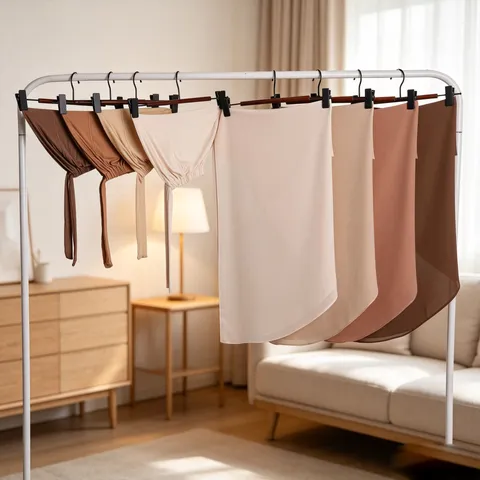 Ensemble Écharpe en Mousseline de Soie Couleur Unie Pour Femmes Et Bonnet Intérieur Élastique en Modal Hijab Respirant