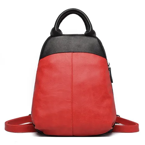 Women PU Leather Colorblock Backpack Retro Casual Travel School Bag Stylish Shell Daypack For Daily Commuting Ladies