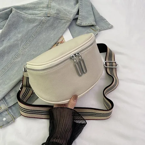 Women Genuine Leather Saddle Bag Top Layer Cowhide Crossbody Bag Stylish Half Moon Shoulder Bag Ladies Fashion Handbag
