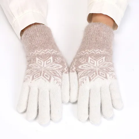 Guanti in Maglia Caldi Invernali da Donna Ispessiti Touch Screen Jacquard Fiocco di Neve Guanti Casual Outdoor Ciclismo Termici
