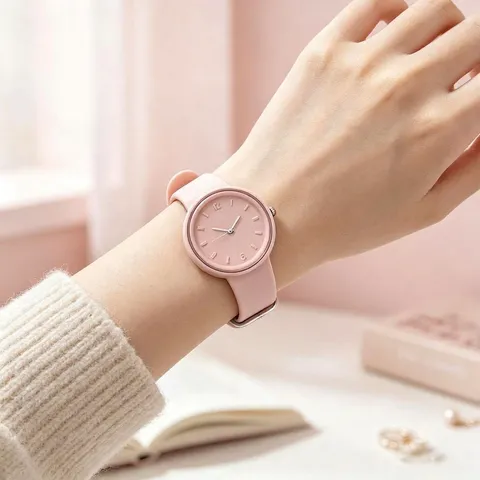 Fresh Macaron Style Silicon Quartz Watch For Women Teens Round Analog Display Stainless Steel Buckle Casual School Wrist Watch