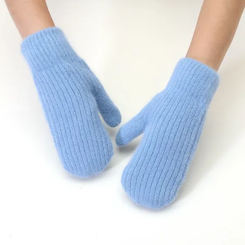 Moffole in Peluche Carine Invernali da Donna Pelo di Coniglio Ispessito Caldo Soffice Antivento Guanti Lavorati a Maglia