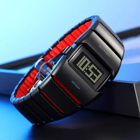 Men's Digital Sports Watch Waterproof LED Luminous Square Electronic Wristwatch with Stopwatch Date Alarm Wrist Watch